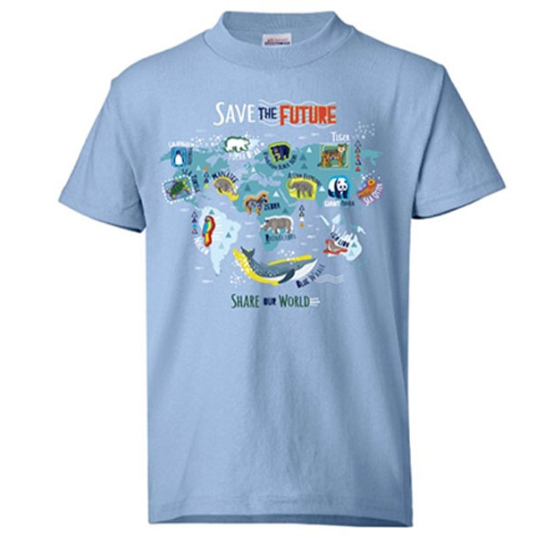 YOUTH SAVE THE FUTURE, SHARE THE WORLD BLUE TEE