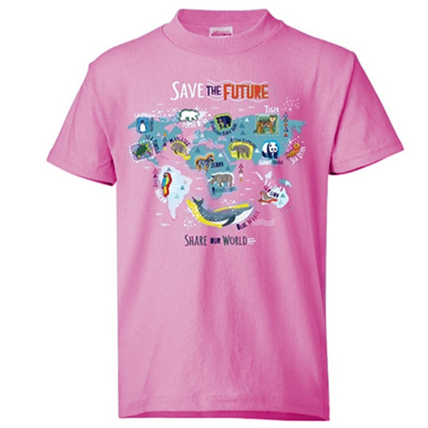 YOUTH SAVE THE FUTURE, SHARE THE WORLD PINK TEE